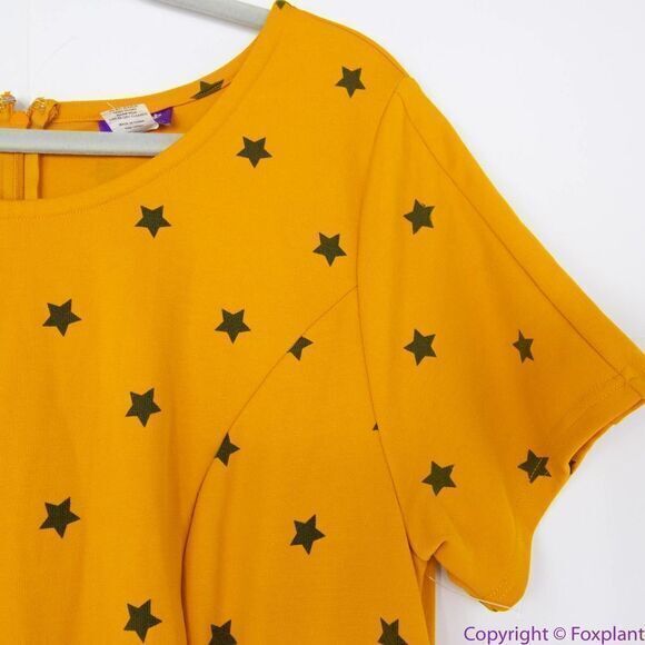 Unique Vintage Gwynnie Bee‎ Yellow Star Print Fit-And-Flare Dress, XL - Picture 9 of 15